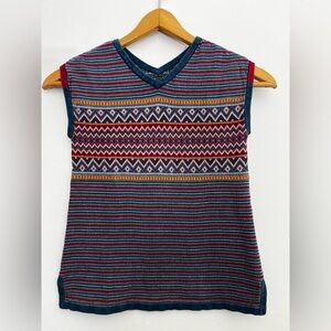 Tea Collection Girls 6 Fair Isle Sweater Vest V-Neck Pima Cotton Knit Unisex EUC